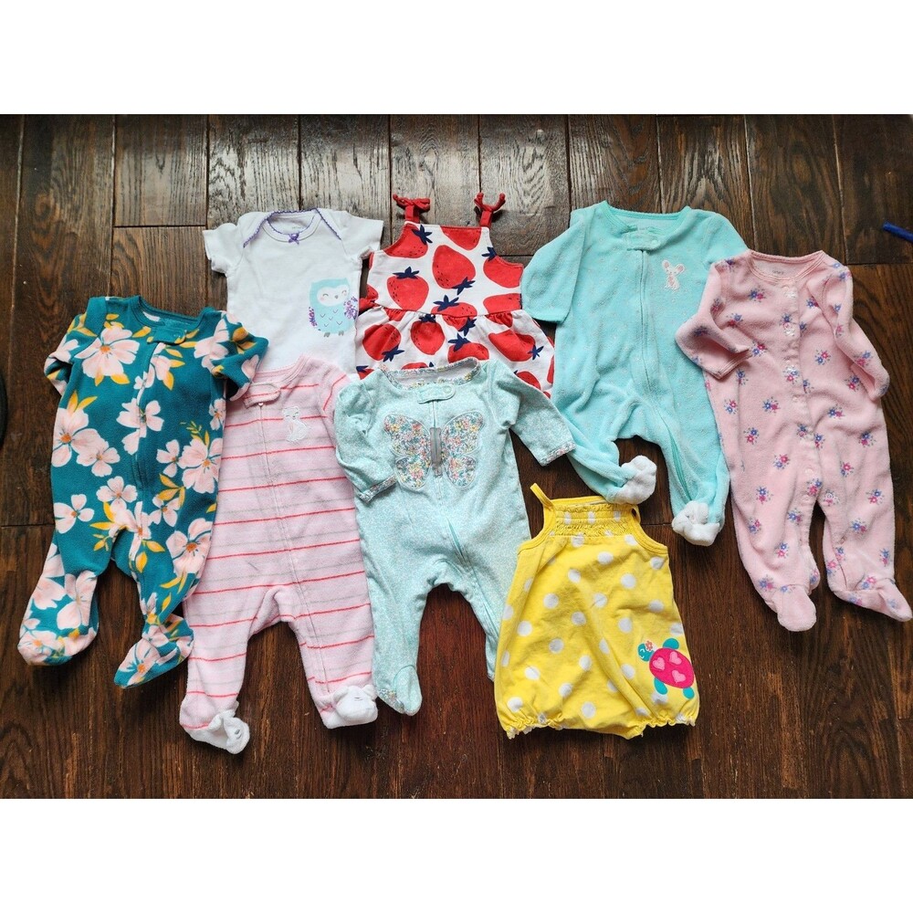 Baby Girl Clothes Lot 3 Months Carter’s Sleepers Outfits Bundle Floral Cute 8pc